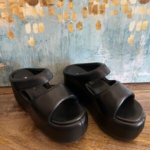 SIMON MILLER Bubble Vegan Two-Strap Platform Black Sandals